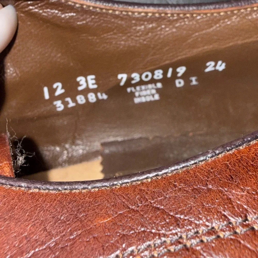 Florsheim Imperial Mens 12 3E Brown Leather Apron Toe Derby Shoes Wide